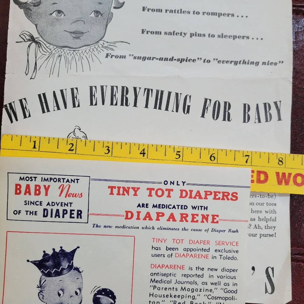 Vintage Baby Diaper Tiny Tot Ephemera ~ Baby Shower ~ Scrapbook ~ Crafts ~ FINAL